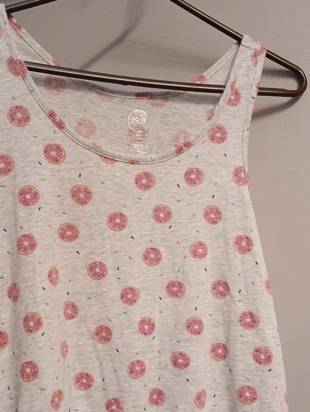 SO White Tank Top with Pink Donut Print
